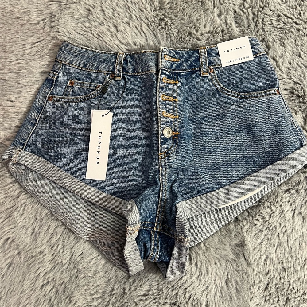 Topshop Button-Up Jean Shorts